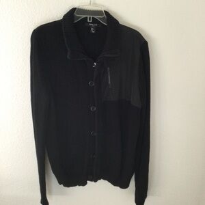 Mark Law Luxury Black Heavier Zip & Button Sweater Size Large Beautiful